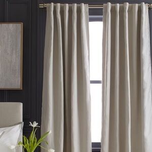 QUINCE European Linen Blackout Curtain Cream Single Panel